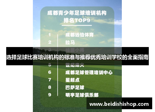 选择足球比赛培训机构的标准与推荐优秀培训学校的全面指南